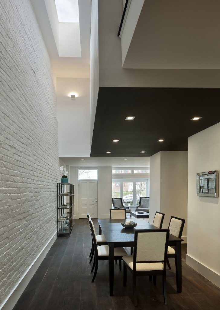 Interior view of dining room and above skylight